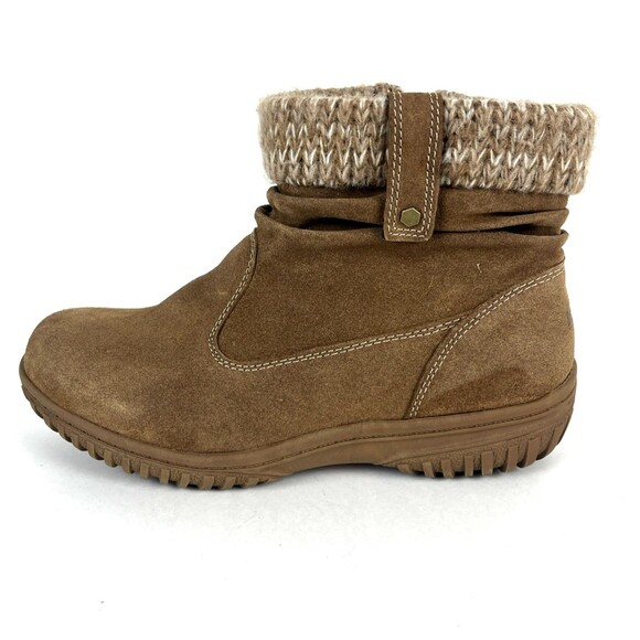 Khombu Suede Ankle Boots Womens SZ 9 Chestnut Zip Faux Fur Outdoors Gorpcore - Picture 8 of 13